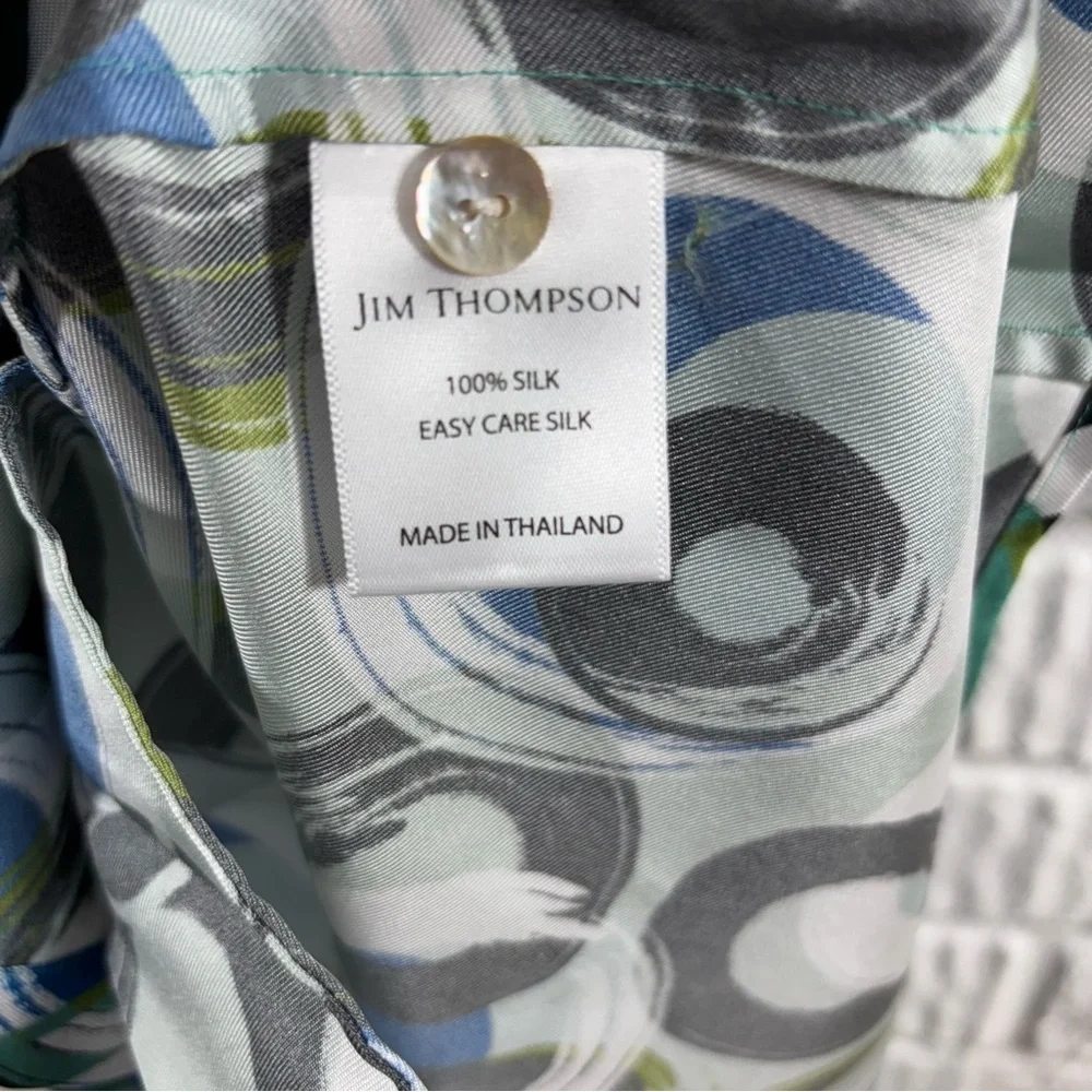 Jim Thompson 100% Silk Dress Teal Mod 6 - Picture 6 of 6